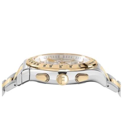  Shop Authentic Salvatore Ferragamo 1927 Chrono Silver Dial Two Tone Steel Strap Watch for Men - SFKZ00523 - Luxxuri