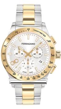  Shop Authentic Salvatore Ferragamo 1927 Chrono Silver Dial Two Tone Steel Strap Watch for Men - SFKZ00523 - Luxxuri