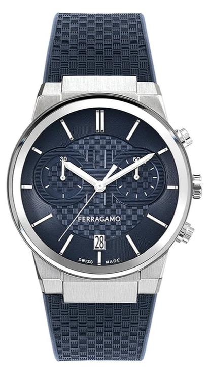  Shop Authentic Salvatore Ferragamo Sapphire Chrono Blue Dial Blue Rubber Strap Watch for Men - SFME00923 - Luxxuri