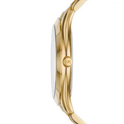  Shop Authentic Michael Kors Slim Runway Blue Mother of Pearl Dial Gold Steel Strap Watch for Women - MK3492 - Luxxuri