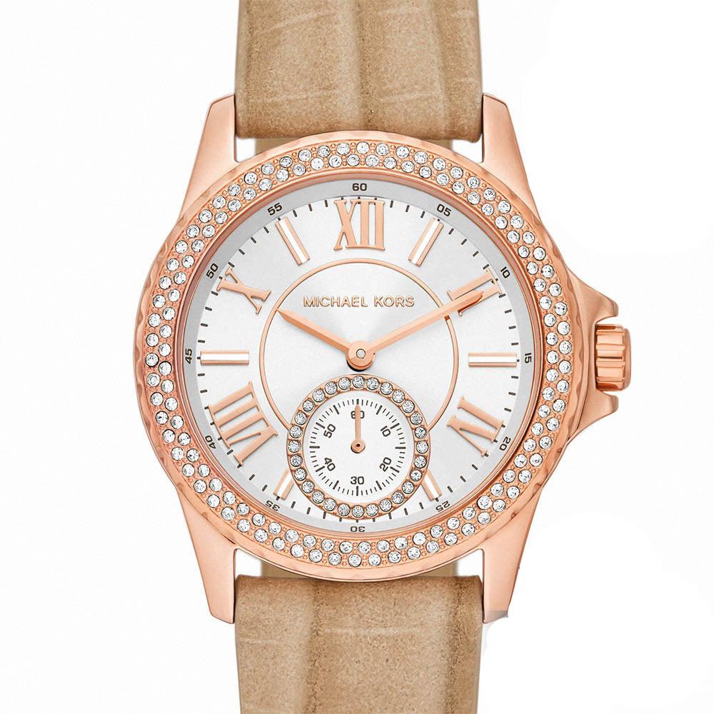  Shop Authentic Michael Kors Mini Everest Crystals White Dial Brown Leather Strap Watch for Women - MK4719 - Luxxuri