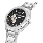  Shop Authentic Maserati Stile Skeleton Automatic Black Dial Silver Steel Strap Watch For Men - R8823142002 - Luxxuri