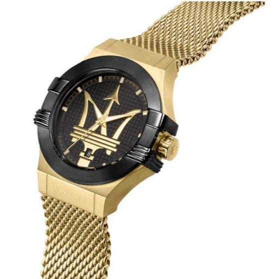  Shop Authentic Maserati Potenza Quartz Black Dial Gold Mesh Bracelet Watch For Men - R8853108006 - Luxxuri