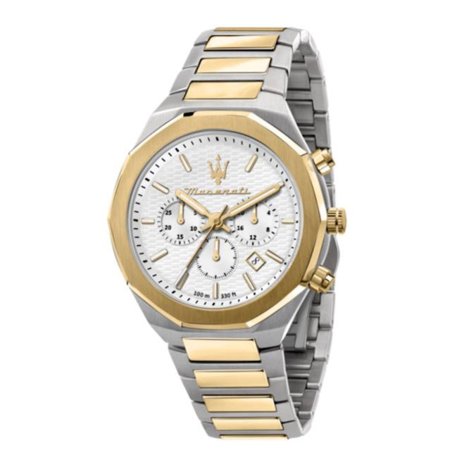  Shop Authentic Maserati Stile Chronograph White Dial Two Tone Steel Strap Watch For Men - R8873642009 - Luxxuri