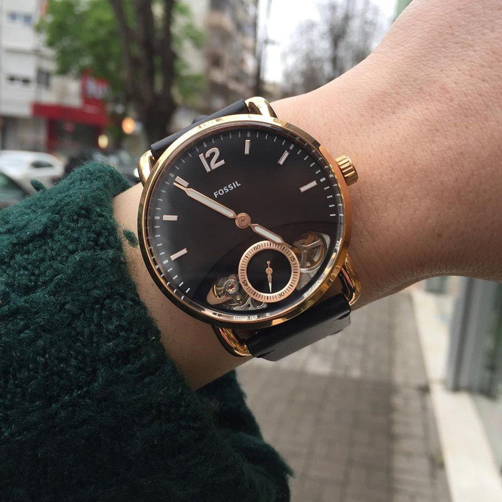  Shop Authentic Fossil The Commuter Twist Black Dial Brown Leather Strap Watch for Men -  ME1165 - Luxxuri