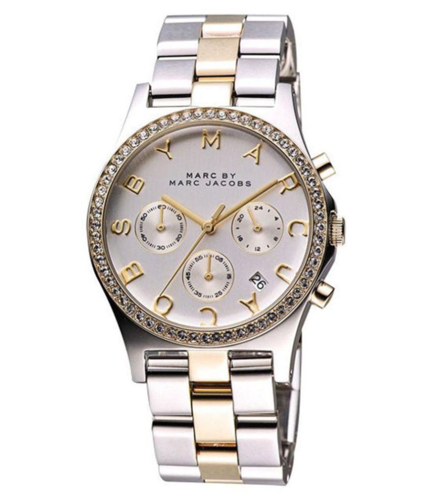  Shop Authentic Marc Jacobs Henry Chronograph Silver Dial Two Tone Steel Strap Watch for Women - MBM3197 - Luxxuri