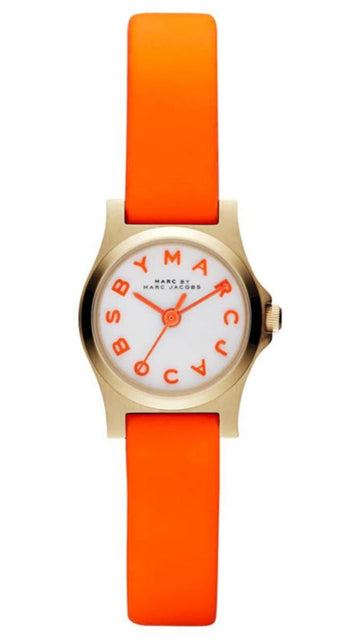  Shop Authentic Marc Jacobs Henry Dinky White Dial Orange Leather Strap Watch for Women - MBM1236 - Luxxuri