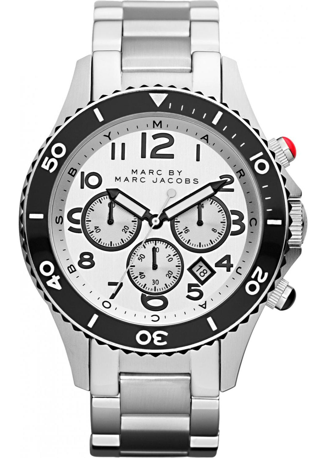  Shop Authentic Marc Jacobs Rock Chronograph White Dial Silver Steel Strap Watch for Men - MBM5027 - Luxxuri