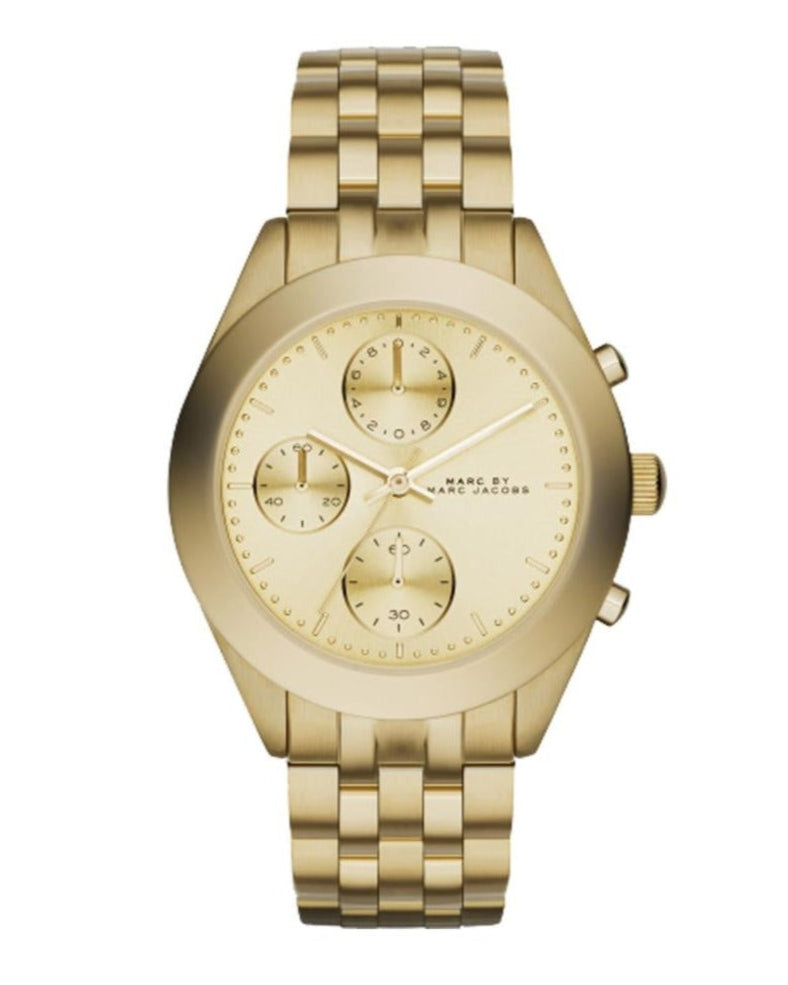  Shop Authentic Marc Jacobs Peeker Chronograph Gold Dial Gold Steel Strap Watch for Women - MBM3393 - Luxxuri