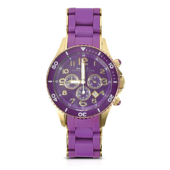  Shop Authentic Marc Jacobs Rock Chronograph Purple Dial Purple Silicone Strap Watch for Women - MBM2549 - Luxxuri