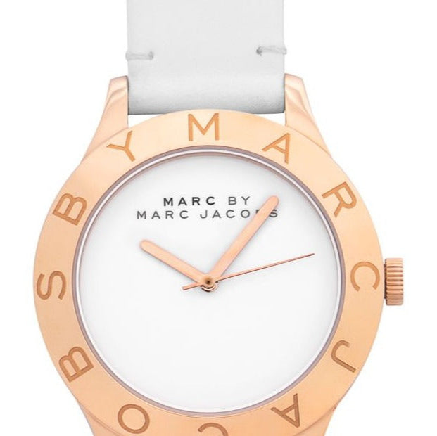  Shop Authentic Marc Jacobs Blade White Dial White Leather Strap Watch for Women - MBM1201 - Luxxuri
