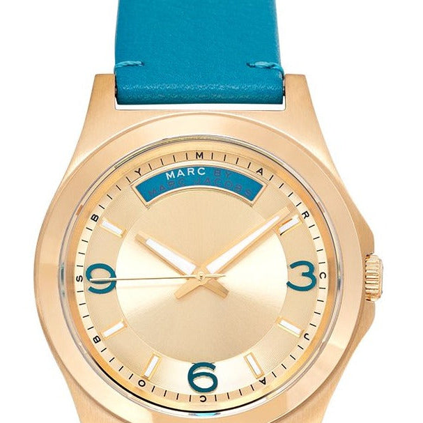  Shop Authentic Marc Jacobs Baby Dave Gold Dial Blue Leather Strap Watch for Women - MBM1263 - Luxxuri