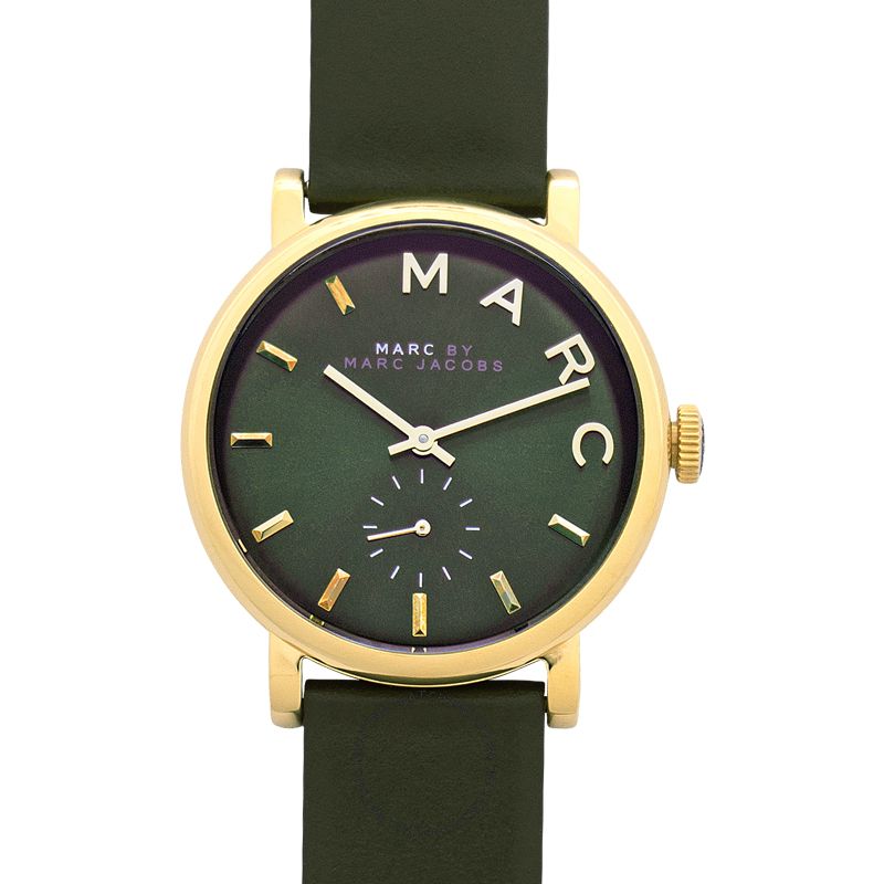  Shop Authentic Marc Jacobs Baker Olive Green Dial Olive Green Leather Strap Watch for Women - MBM1328 - Luxxuri