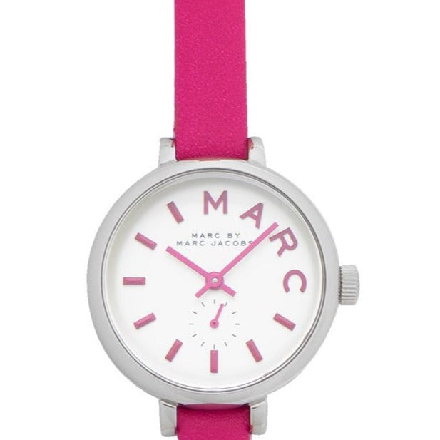  Shop Authentic Marc Jacobs Sally White Dial Pink Leather Strap Watch for Women - MBM1353 - Luxxuri