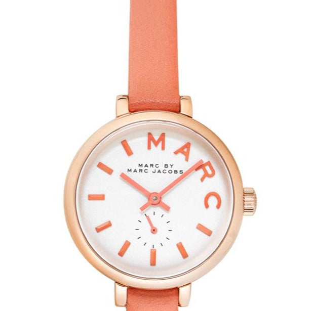  Shop Authentic Marc Jacobs Sally White Dial Orange Leather Strap Watch for Women - MBM1355 - Luxxuri