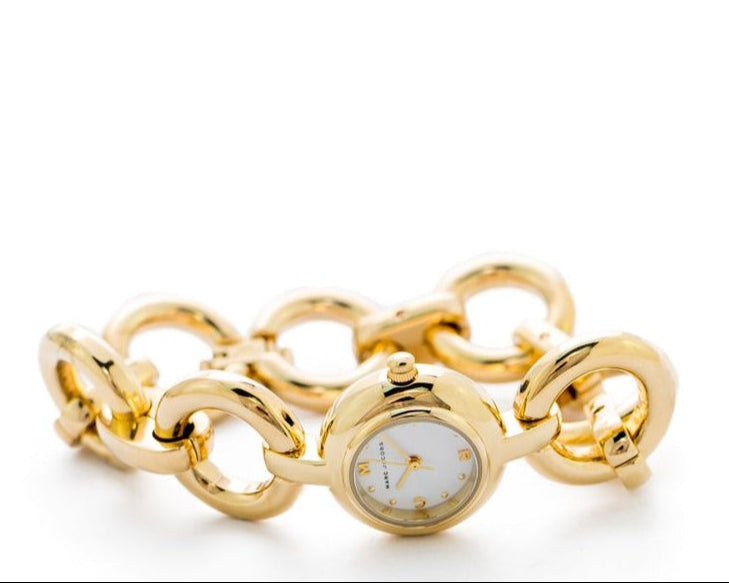  Shop Authentic Marc Jacobs Rock White Dial Gold Steel Strap Watch for Women - MBM3005 - Luxxuri
