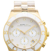  Shop Authentic Marc Jacobs Blade Chronograph White Dial Gold Steel Strap Watch for Women - MBM3081 - Luxxuri