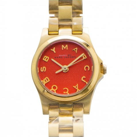  Shop Authentic Marc Jacobs Henry Dinky Red Dial Gold Steel Strap Watch for Women - MBM3202 - Luxxuri