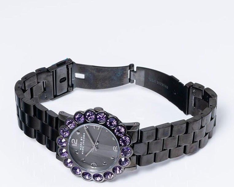  Shop Authentic Marc Jacobs Amy Purple Dial Black Steel Strap Watch for Women - MBM3224 - Luxxuri