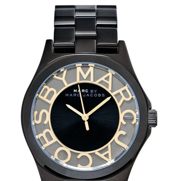  Shop Authentic Marc Jacobs Henry Transparent Black Dial Black Steel Strap Watch for Women - MBM3255 - Luxxuri