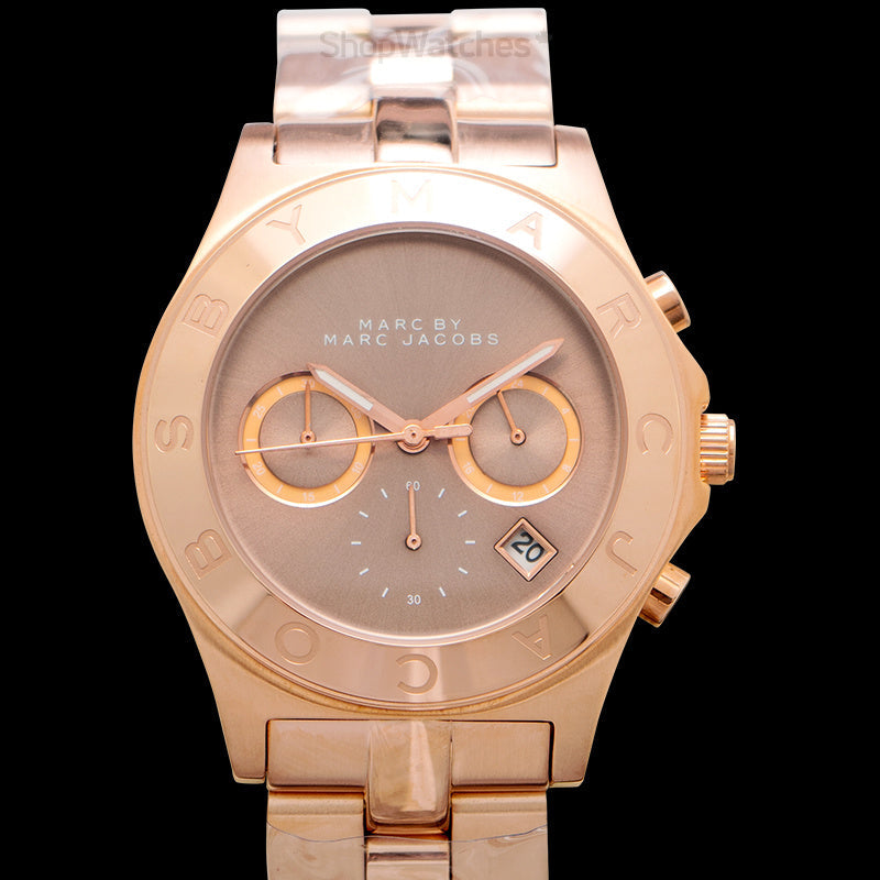  Shop Authentic Marc Jacobs Blade Chronograph Brown Dial Rose Gold Steel Strap Watch for Women - MBM3308 - Luxxuri