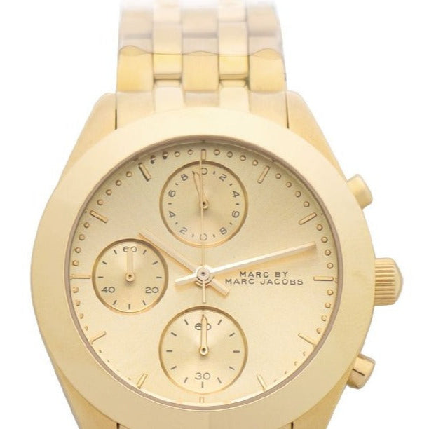  Shop Authentic Marc Jacobs Peeker Chronograph Gold Dial Gold Steel Strap Watch for Women - MBM3393 - Luxxuri