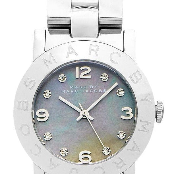  Shop Authentic Marc Jacobs Amy Analog Mother of Pearl Grey Dial Silver Steel Strap Watch for Women - MBM8608 - Luxxuri
