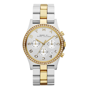  Shop Authentic Marc Jacobs Henry Chronograph Silver Dial Two Tone Steel Strap Watch for Women - MBM3197 - Luxxuri