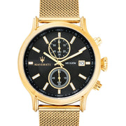  Shop Authentic Maserati Epoca 42mm Black Dial Gold Mesh Bracelet Watch For Men - R8873618007 - Luxxuri