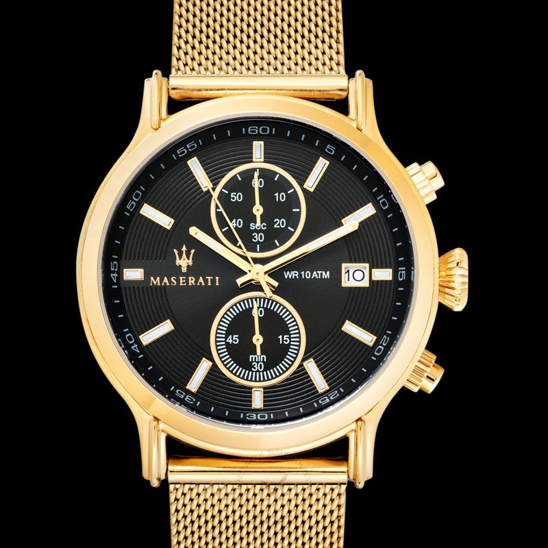  Shop Authentic Maserati Epoca 42mm Black Dial Gold Mesh Bracelet Watch For Men - R8873618007 - Luxxuri