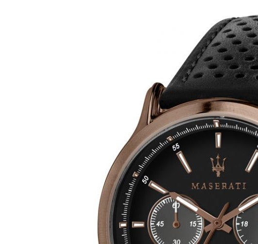  Shop Authentic Maserati Legend Chronograph Black Dial Black Leather Strap Watch For Men - R8871638001 - Luxxuri