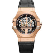  Shop Authentic Maserati Potenza Automatic Rose Gold Dial Black Leather Strap Watch For Men - R8821108002 - Luxxuri