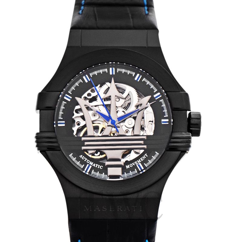  Shop Authentic Maserati Potenza Automatic Black Dial Black Leather Strap Watch For Men - R8821108009 - Luxxuri