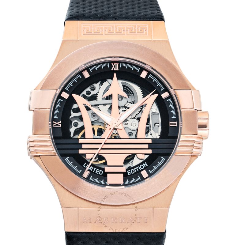  Shop Authentic Maserati Potenza Limited Edition Automatic Skeleton Black Dial Black Leather Strap Watch For Men - R8821108025 - Luxxuri