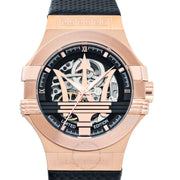  Shop Authentic Maserati Potenza Limited Edition Automatic Skeleton Black Dial Black Leather Strap Watch For Men - R8821108025 - Luxxuri