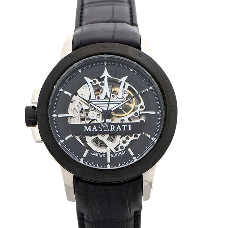  Shop Authentic Maserati Potenza Automatic Black Dial Black Leather Strap Stainless Steel Watch For Men - R8821119006 - Luxxuri