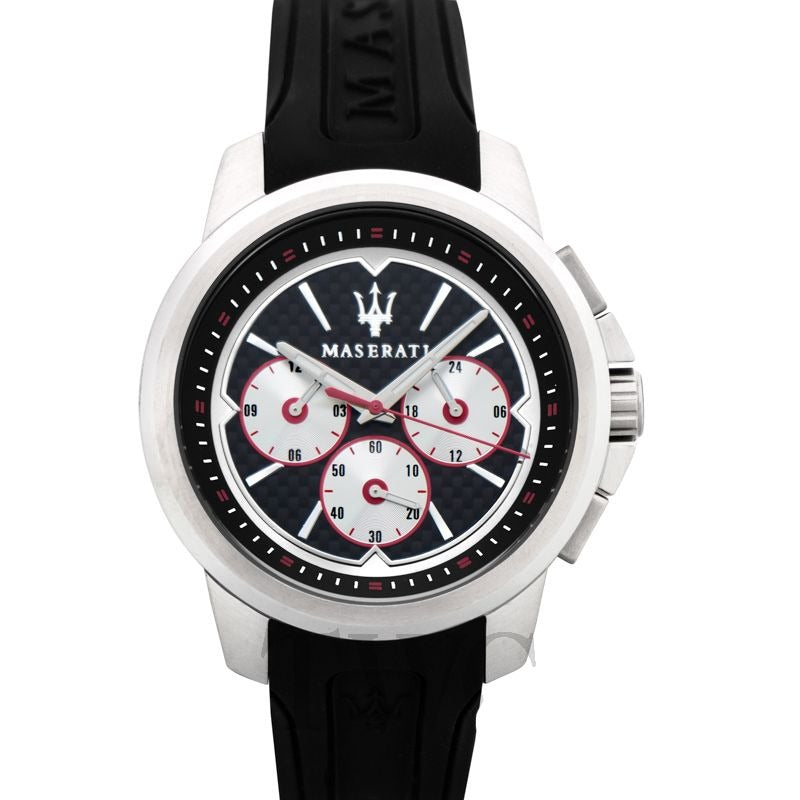  Shop Authentic Maserati SFIDA Chronograph Black Silver Dial Black Rubber Strap Watch For Men - R8851123001 - Luxxuri