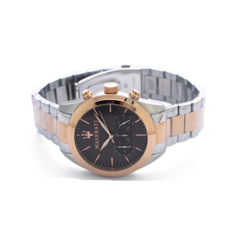  Shop Authentic Maserati Traguardo Chronograph Brown Dial Two Tone Steel Strap Men's Watch - R8873612003 - Luxxuri