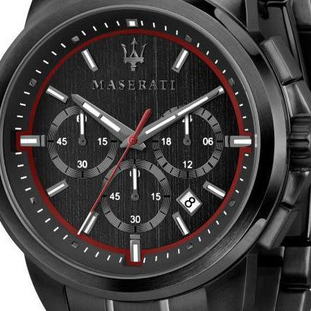  Shop Authentic Maserati Successo 44mm Black Dial Black Steel Strap Watch For Men - R8873621014 - Luxxuri