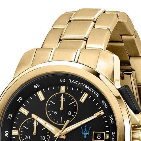  Shop Authentic Maserati Successo Black Dial Gold Stainless Steel Watch For Men - R8873645002 - Luxxuri