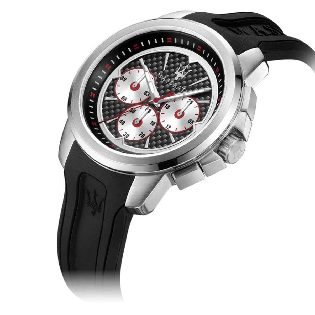  Shop Authentic Maserati SFIDA Chronograph Black Silver Dial Black Rubber Strap Watch For Men - R8851123001 - Luxxuri