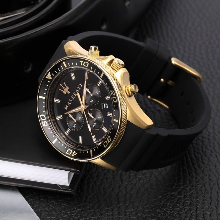  Shop Authentic Maserati SFIDA Chronograph Black Dial Rubber Strap Watch For Men - R8871640001 - Luxxuri