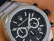  Shop Authentic Maserati Stile Chronograph Black Dial Silver Steel Strap Watch For Men - R8873642004 - Luxxuri