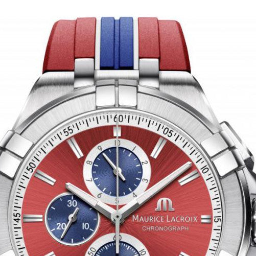  Shop Authentic Maurice Lacroix Aikon Beach Volley Vikings Limited Edition Red Dial Red Rubber Strap Watch for Men - AI1018-SS001-530-6 - Luxxuri