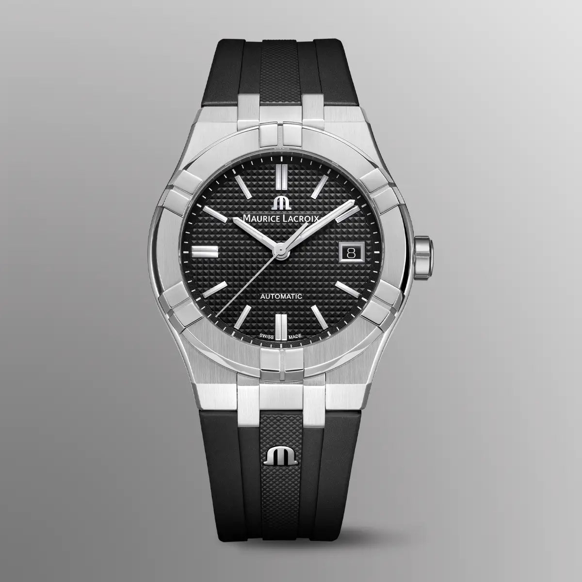  Shop Authentic Maurice Lacroix Aikon Automatic Black Dial Black Rubber Strap Watch For Men - AI6008-SS000-330-2 - Luxxuri