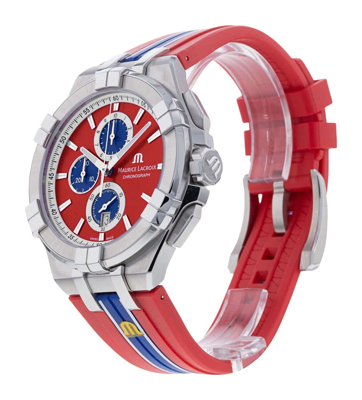  Shop Authentic Maurice Lacroix Aikon Beach Volley Vikings Limited Edition Red Dial Red Rubber Strap Watch for Men - AI1018-SS001-530-6 - Luxxuri