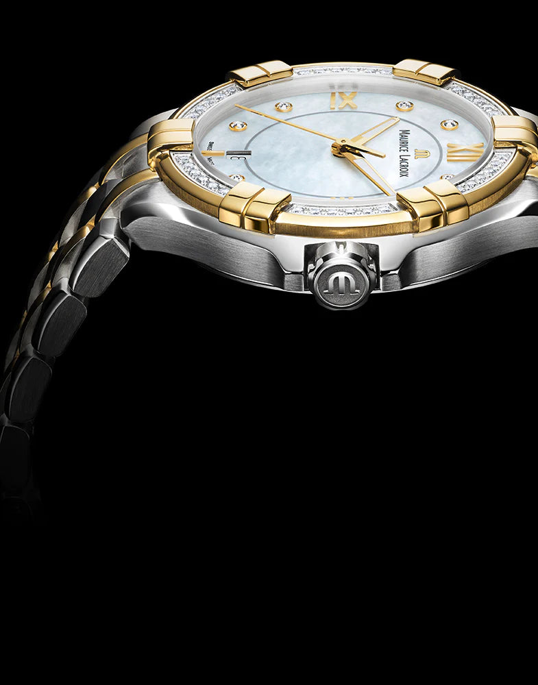  Shop Authentic Maurice Lacroix Aikon Diamonds Mother of Pearl Dial Two Tone Steel Strap Watch for Women - A11006-DY503-171-1 - Luxxuri
