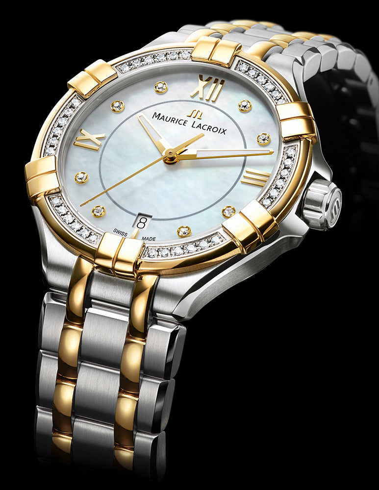  Shop Authentic Maurice Lacroix Aikon Diamonds Mother of Pearl Dial Two Tone Steel Strap Watch for Women - A11006-DY503-171-1 - Luxxuri