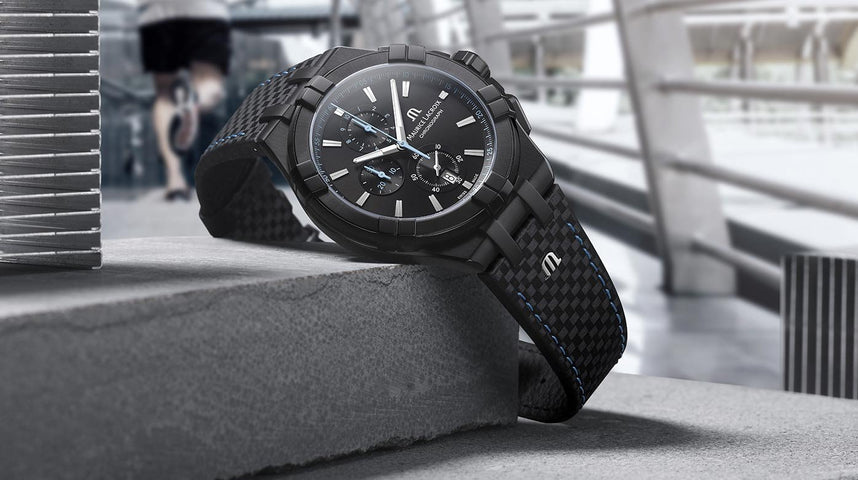  Shop Authentic Maurice Lacroix Aikon Chronograph Limited Edition Black Dial Black Leather Strap Watch for Men - AI1018-PVB01-337-1 - Luxxuri