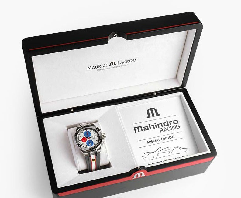  Shop Authentic Maurice Lacroix Aikon Chronograph Special Edition Mahindra Racing Silver Dial Grey Rubber Strap Watch for Men - AI1018-TT031-130-2 - Luxxuri